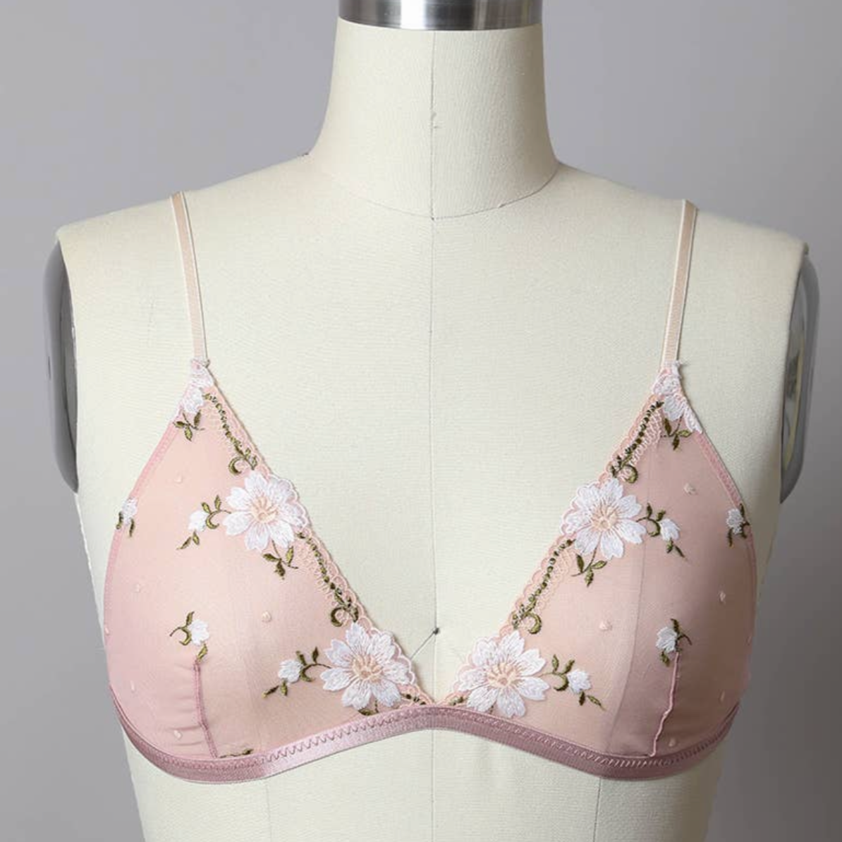 Floral Embroidered Mesh Bralette