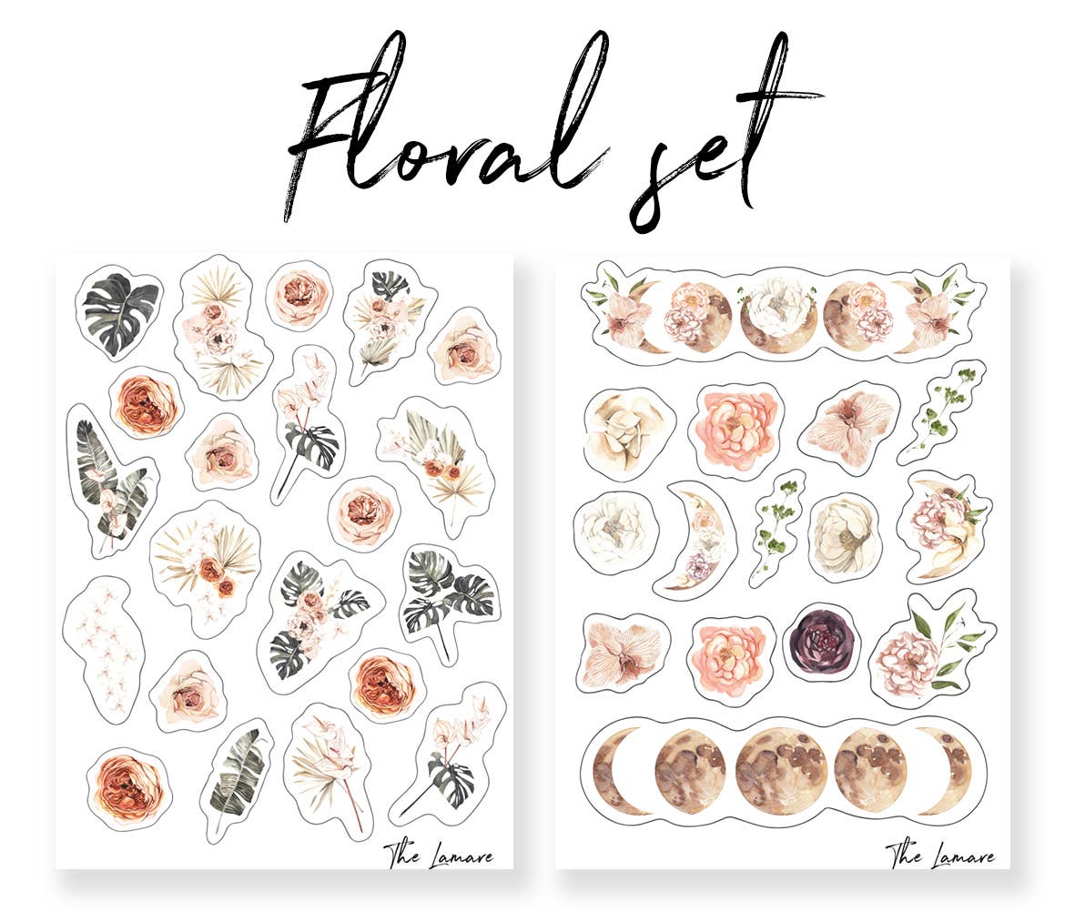 Moon and Flowers Stickers
