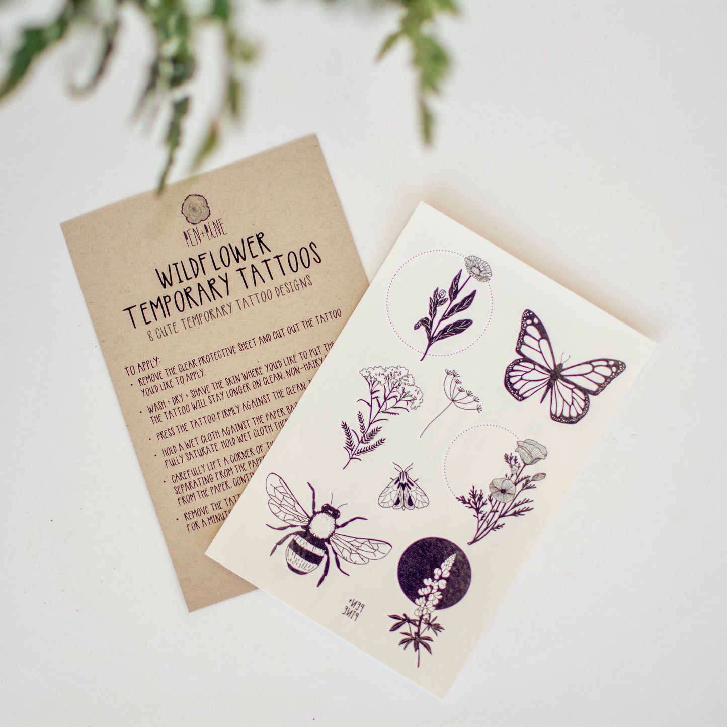 Wildflower Temporary Tattoo Sheet