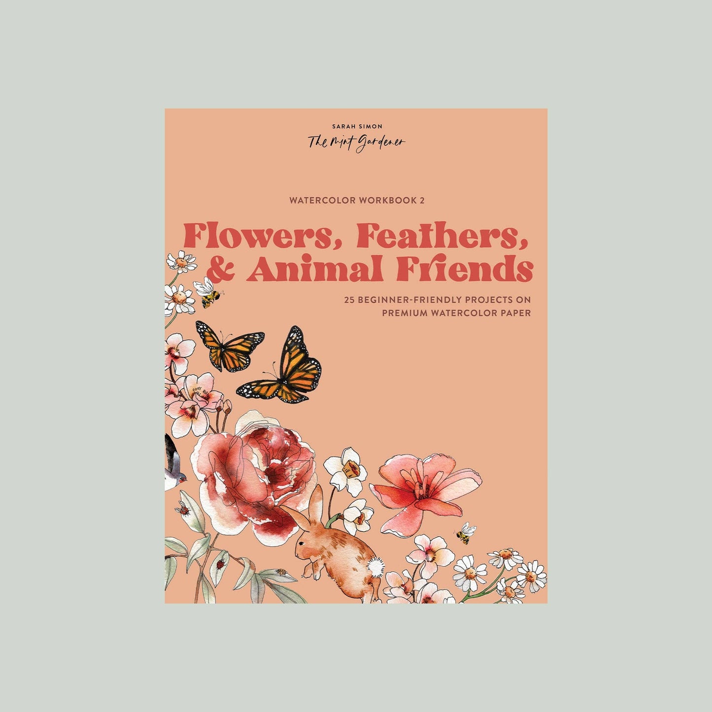 Flowers, feathers and Animal Friends Watercolor Workbook