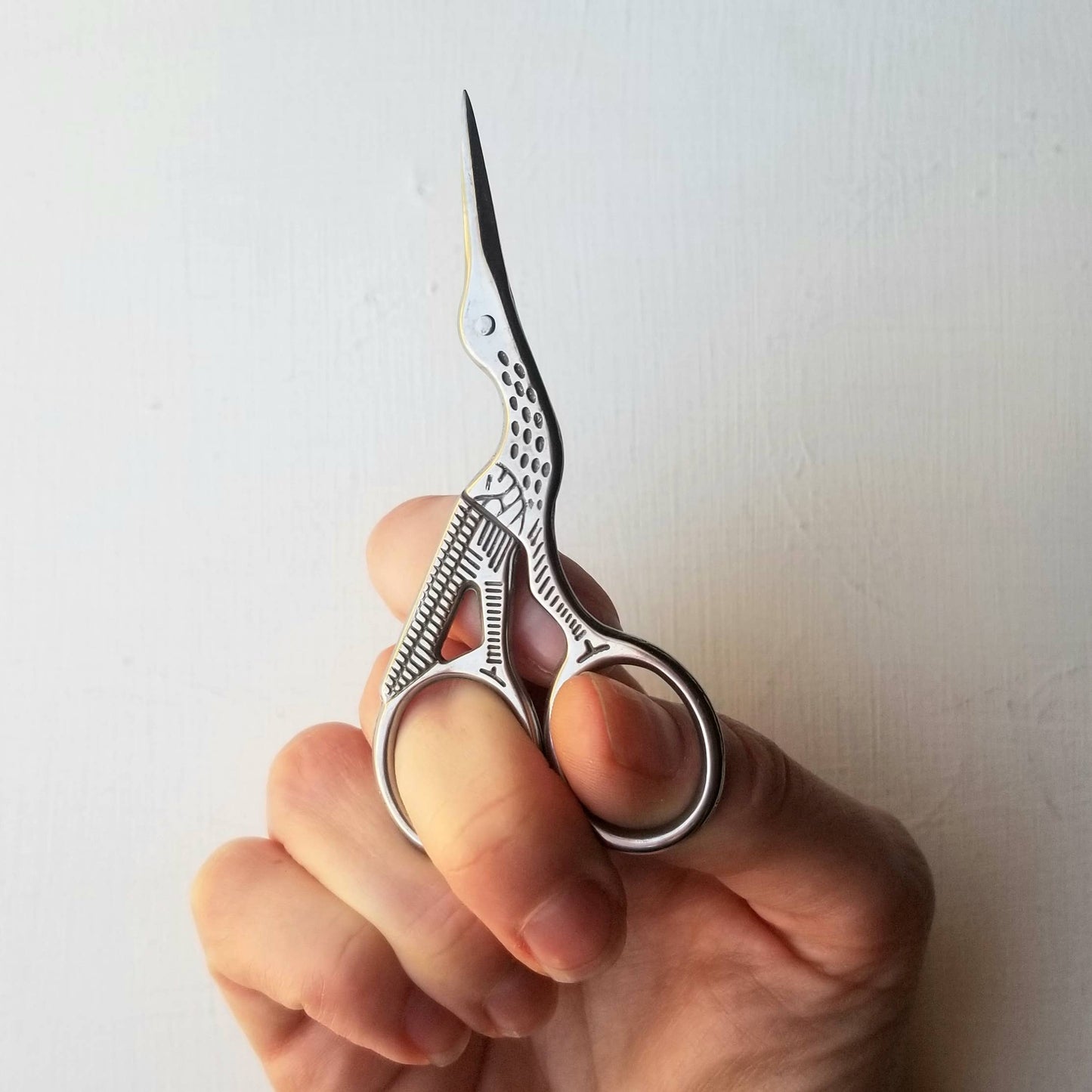 Stork hand embroidery scissors