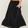 SMOCKED WAIST CIRCLE FULL SKIRT