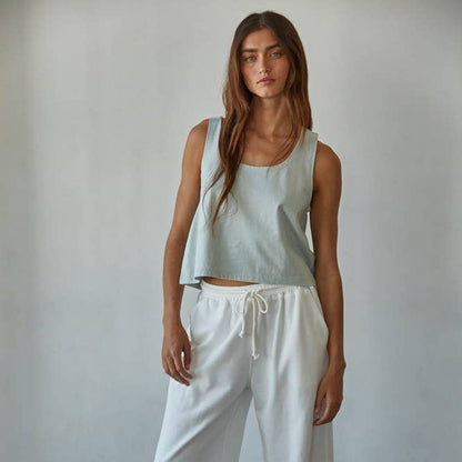 Knit Cotton Scoop Neck Sleeveless Tank Top
