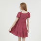 SMOCKED BODICE EYELET EMBROIDERED SHORT SLEEVE DRESS