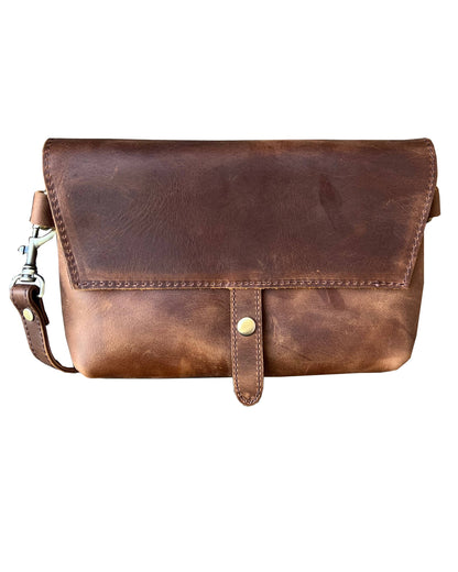 Snap Buckle Leather Crossbody Bag
