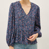FLORAL PRINT V-NECK CHIFFON BLOUSE TOP