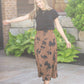 Womens Braylyn Camel Floral Midi Skirt Fall 2025