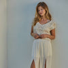 Knit Sweater Cotton Crochet V-Neck Cap Sleeve Top