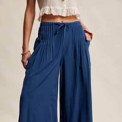 Pleated Waist Wide Leg Pants
