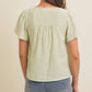 SQUARE NECK TEXTURED COTTON BUTTON-DOWN BLOUSE