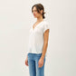 FLOWY CAP SLEEVE V-NECK TOP