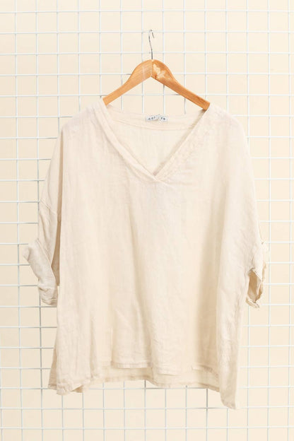 Linen V-Neck Blouse
