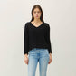 CROCHET KNIT V-NECK BOXY SWEATER