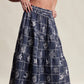Embroidered Patchwork Tiered Midi Skirt