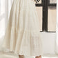 ELASTIC WAISTBAND TIERED MIDI SKIRT