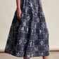 Embroidered Patchwork Tiered Midi Skirt