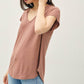 BACK RAW EDGE DETAILED V-NECK LINEN TEE