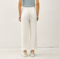 LINEN BLEND CROPPED WIDE LEG PANTS