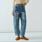 EMBROIDERED COTTON BARREL PANTS