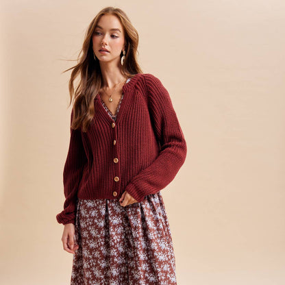 CHUNKY KNIT RAGLAN CARDIGAN