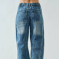 EMBROIDERED COTTON BARREL PANTS