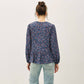 FLORAL PRINT V-NECK CHIFFON BLOUSE TOP