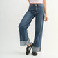 Vintage Dark Cuffed Wide Ankle Jean