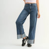 Vintage Dark Cuffed Wide Ankle Jean