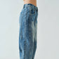 EMBROIDERED COTTON BARREL PANTS