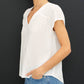 FLOWY CAP SLEEVE V-NECK TOP