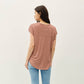 BACK RAW EDGE DETAILED V-NECK LINEN TEE