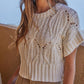 Knit Sweater Round Neck Short Sleeve Top