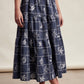 Embroidered Patchwork Tiered Midi Skirt