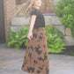 Womens Braylyn Camel Floral Midi Skirt Fall 2025