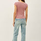 RIBBED CAP SLEEVE U-NECK T-SHIRT