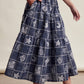 Embroidered Patchwork Tiered Midi Skirt