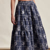 Embroidered Patchwork Tiered Midi Skirt