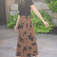 Womens Braylyn Camel Floral Midi Skirt Fall 2025