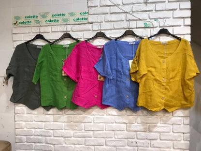 Button Blouse 100% Linen