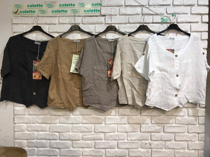 Button Blouse 100% Linen