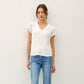 FLOWY CAP SLEEVE V-NECK TOP