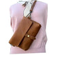 Snap Buckle Leather Crossbody Bag