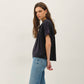 EYELET LACED OVERSIZE DOLMAN SLEEVE TOP