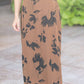 Womens Braylyn Camel Floral Midi Skirt Fall 2025