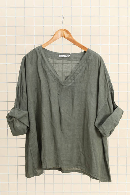 Linen V-Neck Blouse