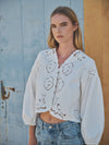 Embroidery Balloon Sleeve Blouse