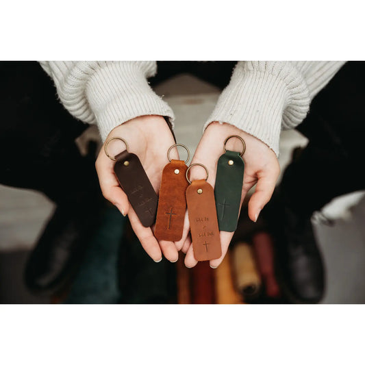 Floral Encouraging Leather Key Rings