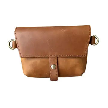 Snap Buckle Leather Crossbody Bag