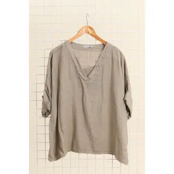 Linen V-Neck Blouse