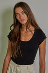 Ribbed Round Neck T-Shirt
